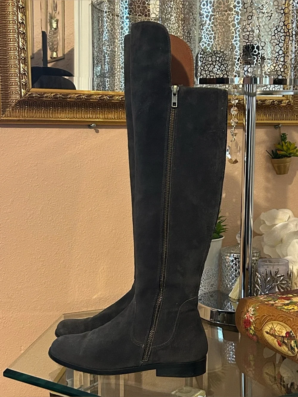 Corso Como Suede Over-the-Knee Zip Boots Size 6